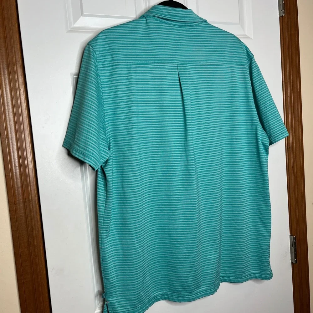 Tommy Bahama Striped Polo Shirt XL Pima Cotton Blue Green Golf‎ Sport